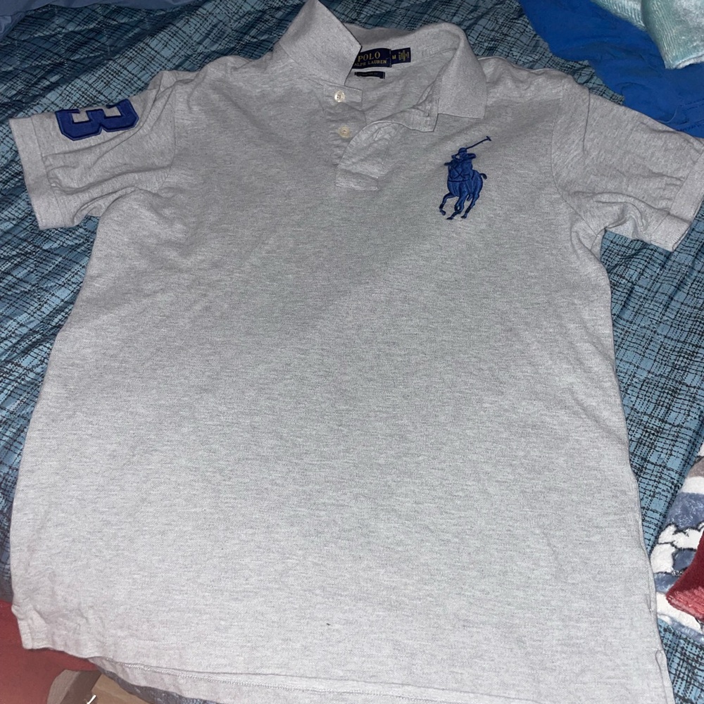 Ralph Lauren Gray Polo Shirt with Blue Logo